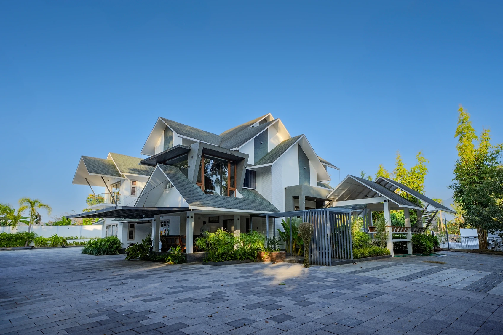 Modern residential villa exterior architecture project in Palakkad Kerala